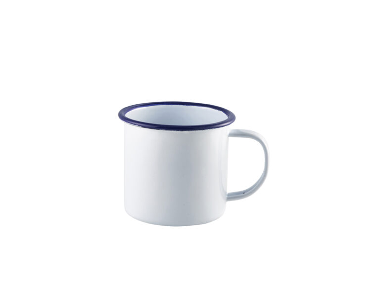 Emaille mok met blauwe rand 360 ml
