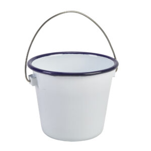 Emaille buffetemmer m/blauwe rand 10 cm 500ml