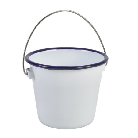 Emaille buffetemmer m/blauwe rand 10 cm 500ml