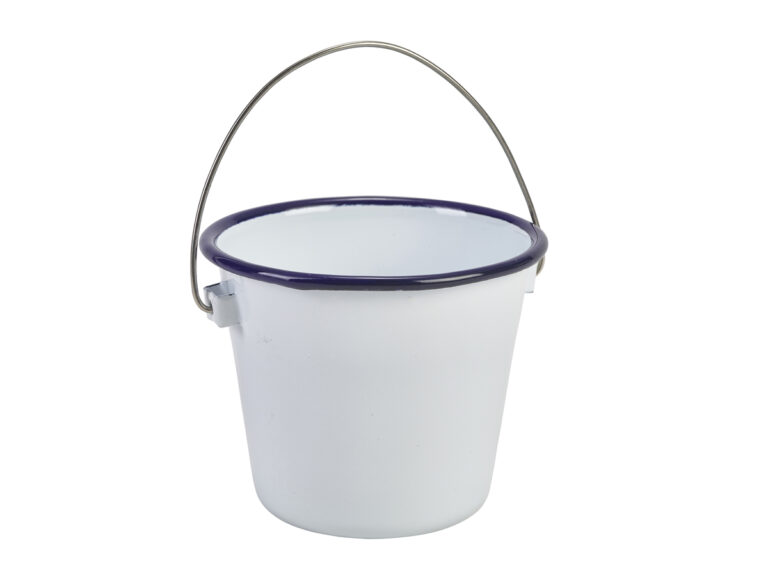 Emaille buffetemmer m/blauwe rand 10 cm 500ml