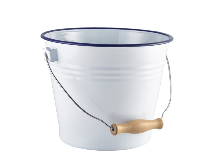 Emaille buffetemmer m/houten handvat 22 cm 500ml