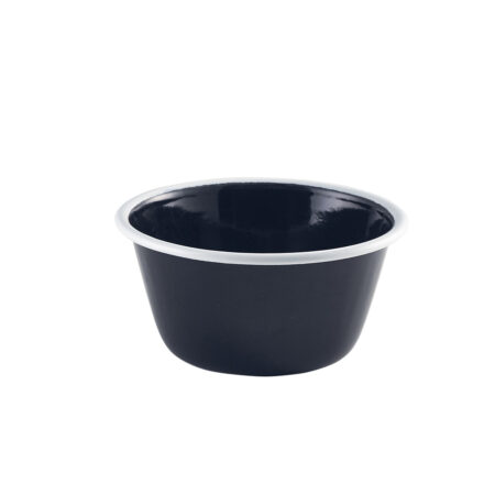 Emaille diepe ovenschaal rond zwart/wit 12 cm 500m