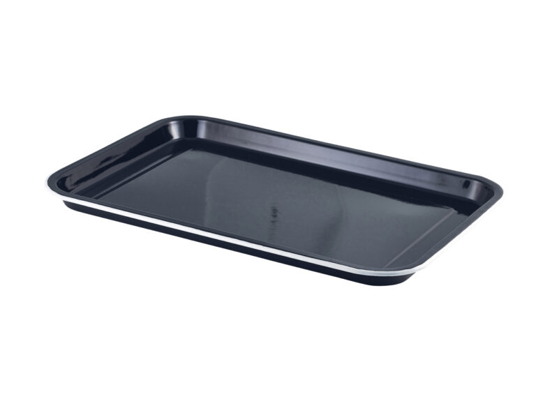 Emaille foodplateau zwart/wit 38,2 x 26,4 cm