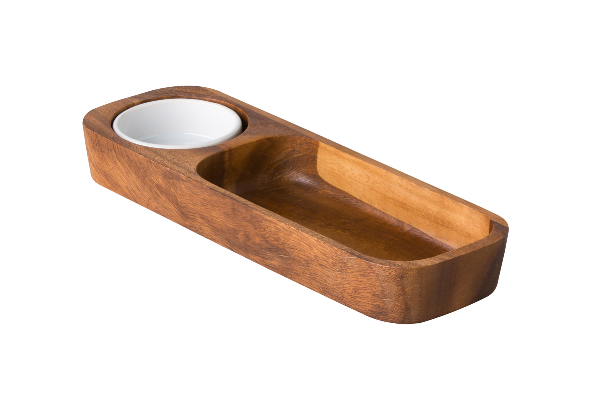 Tortillaschaal acacia incl. saustipje Ø 8cm