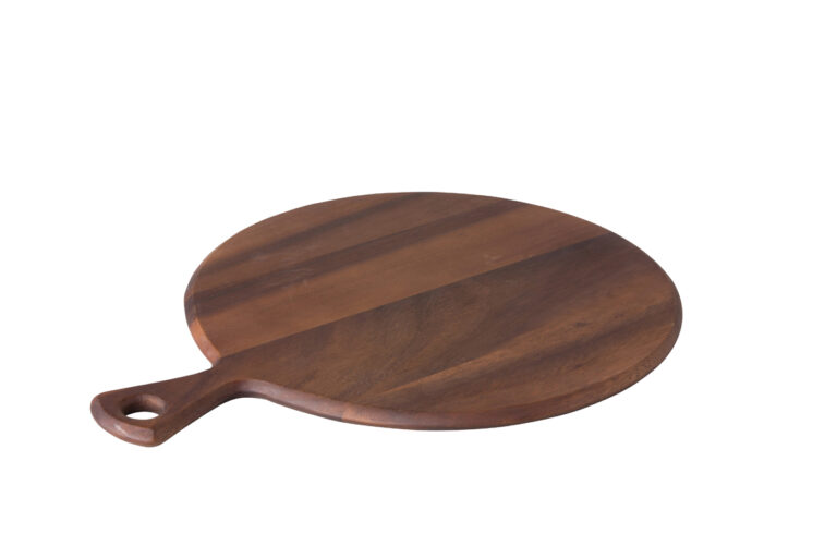 Acacia rond pizzaplateau met handvat