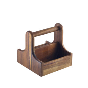 Houten tafelcaddy klein m/handvat acacia
