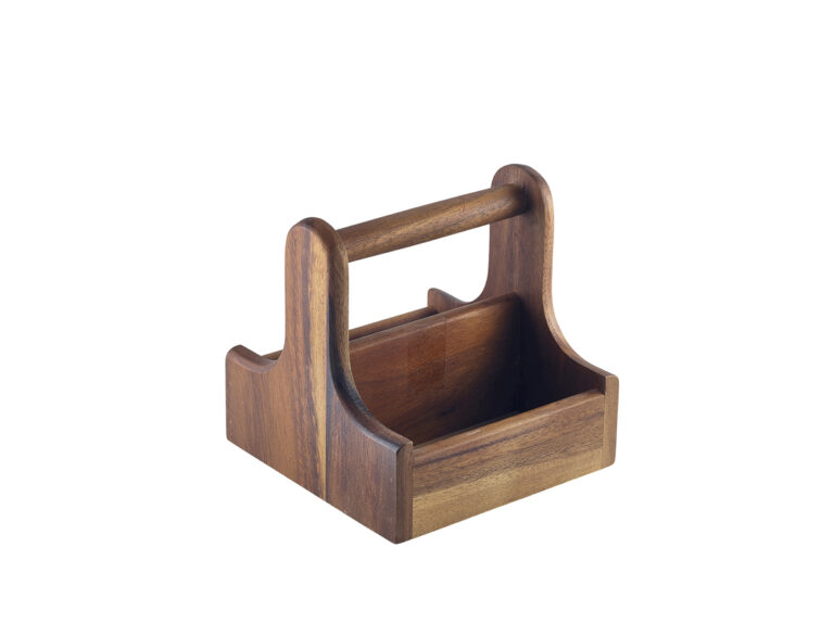 Houten tafelcaddy klein m/handvat acacia