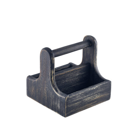 Houten tafelcaddy klein m/handvat zwart