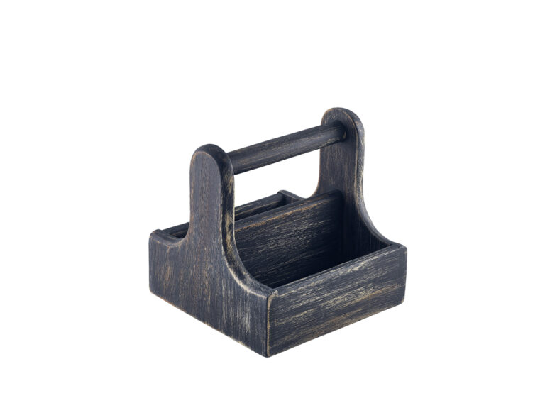 Houten tafelcaddy klein m/handvat zwart