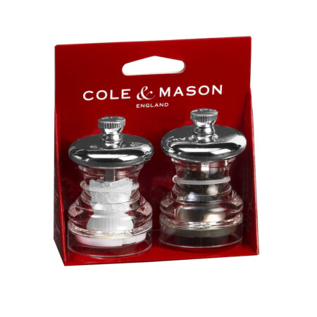 Clear chrome peper- en zoutmolen set 6,5 cm