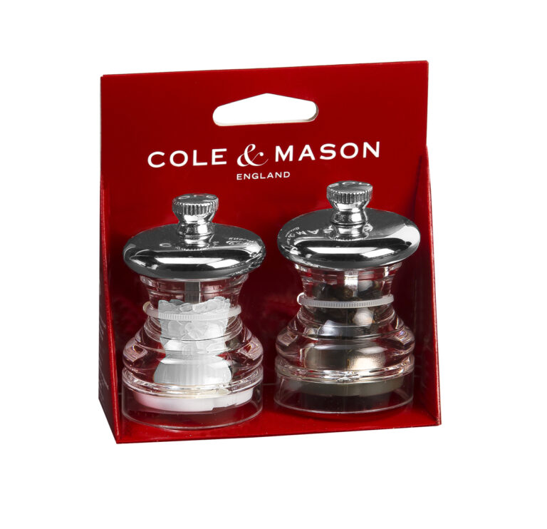Clear chrome peper- en zoutmolen set 6,5 cm