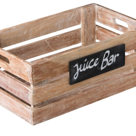 Mangohouten krat met krijtbord 50 x 30 x 20 cm