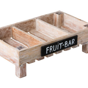 Houten 3-vaks krat met krijtbord 50 x 30 x 15 cm