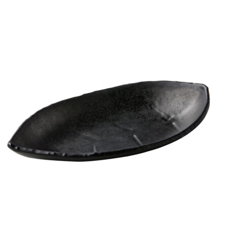 Bladvormige schotel zwart 22 x 13 cm