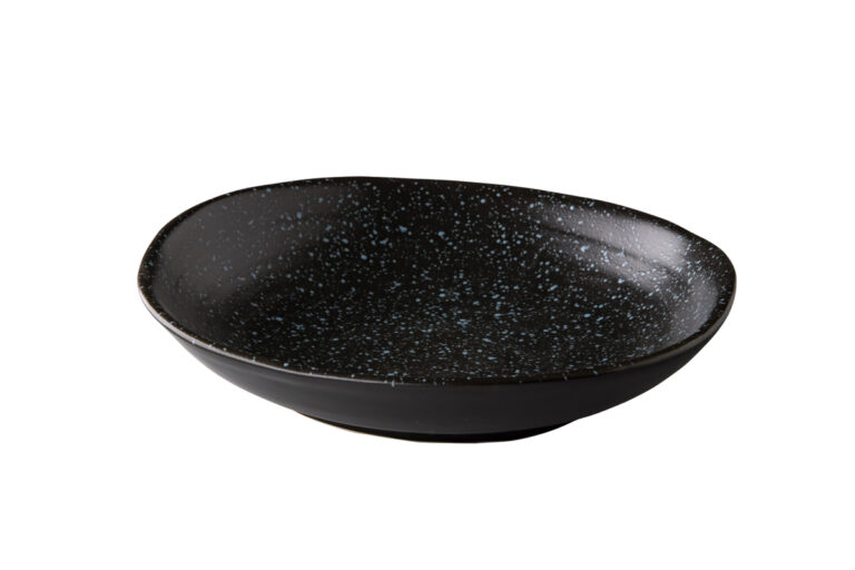 Chameleon diep bord zwart met blauwe spikkels 24cm