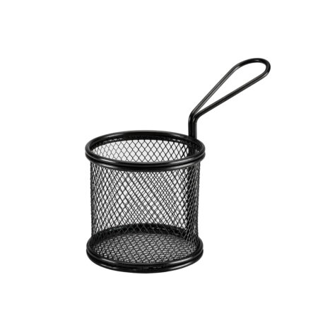 Draadmandje zwart rond Ø9,2 x 8,5cm met handvat