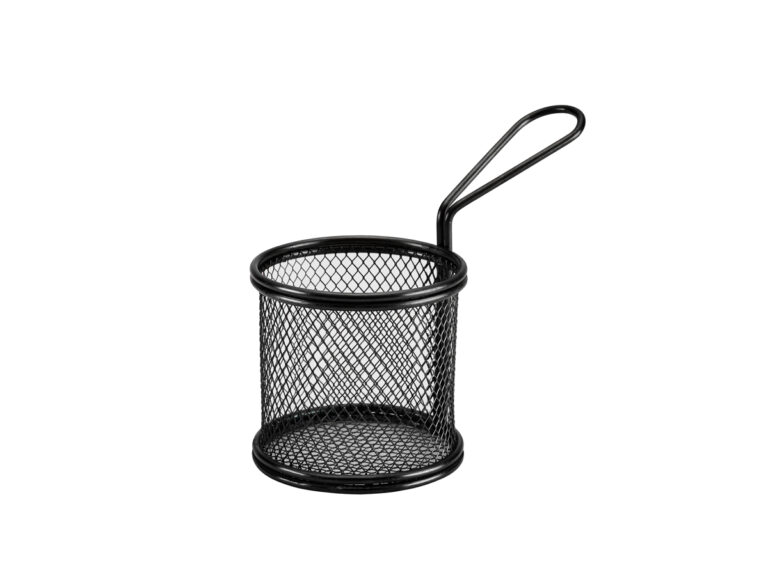 Draadmandje zwart rond Ø9,2 x 8,5cm met handvat