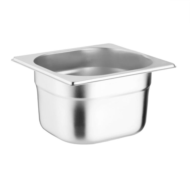 Vogue roestvrijstalen gastronormbakken set met deksels 1/6 (4 stuks)