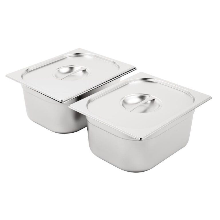 Vogue RVS Gastronorm Bakken Set 2 x 1/2 Met Deksels