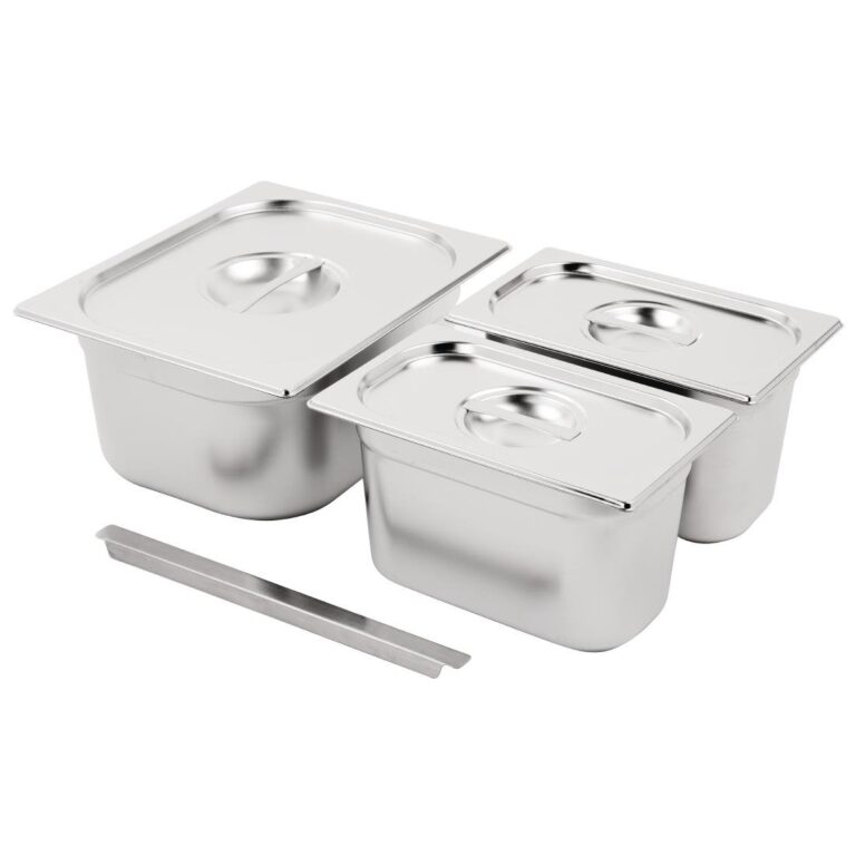 Vogue RVS Gastronorm Bakken Set 1/2 en 2x 1/4 Met Deksels