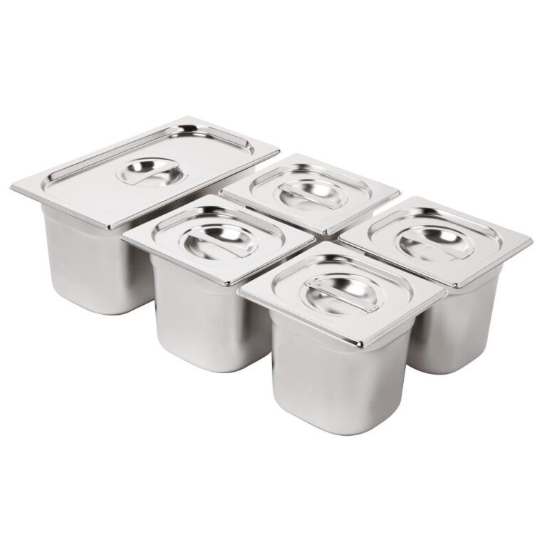 Vogue RVS Gastronorm Bakken Set 1/3 en 4 x 1/6 Met Deksels