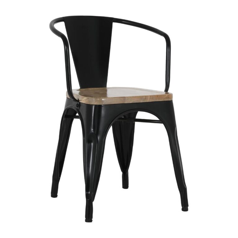 Bolero Bistro Curve Armstoelen met Houten Zitting Zwart (4 stuks)