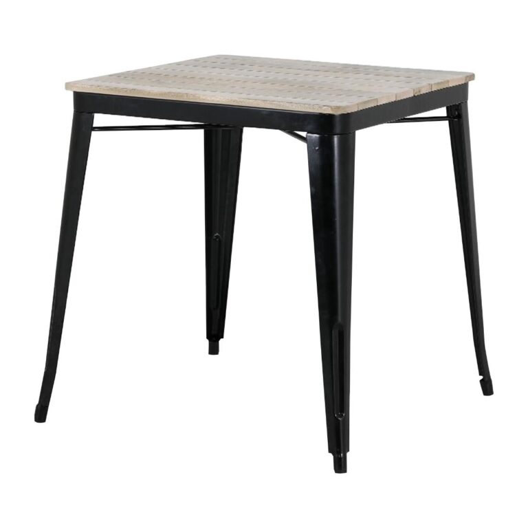 Bolero Bistro Eettafel Met Lattenblad Van Mangohout En Zwarte Poot 650mm