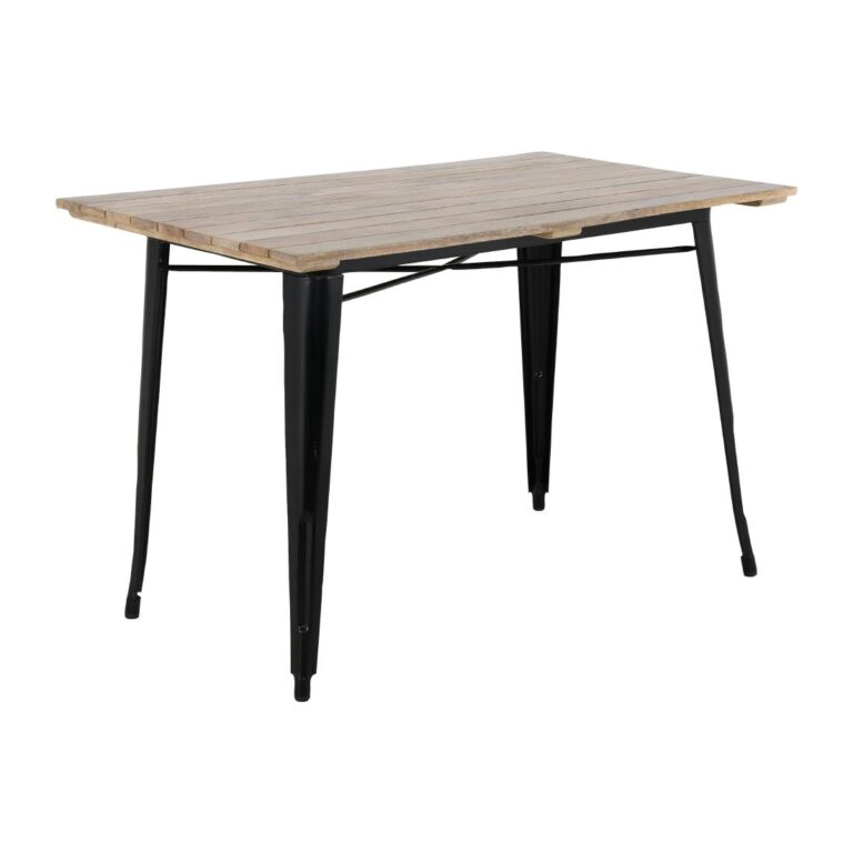 Bolero Bistro Eettafel Met Mangohouten Lattenblad En Zwarte Poot 1200mm