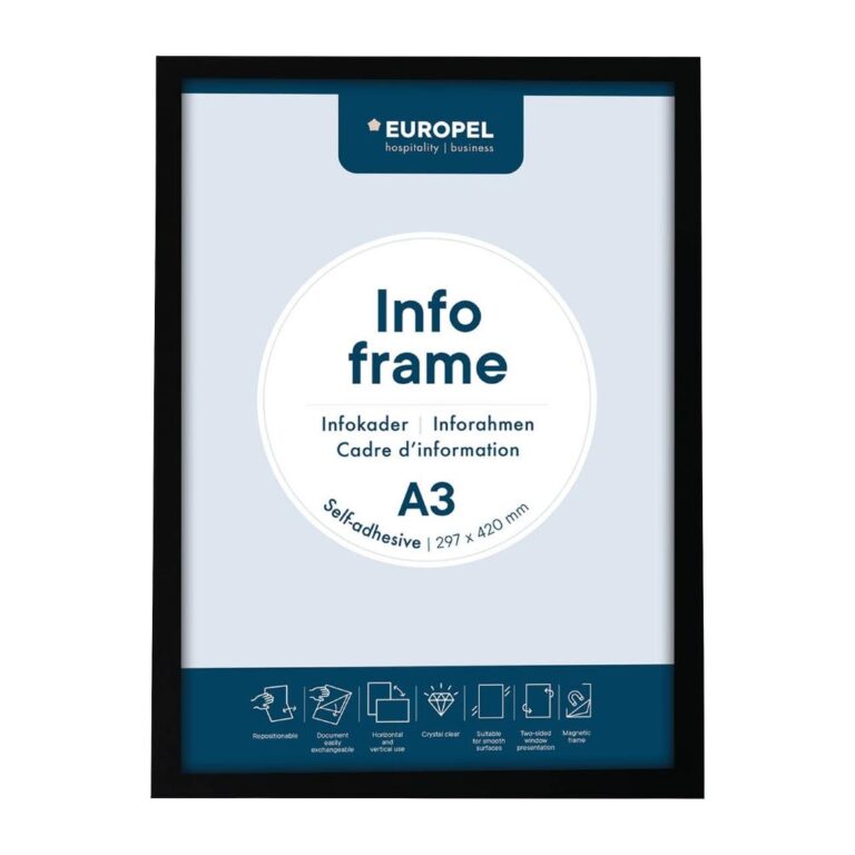 Europel Info Kader / Zelfklevende Set 2 Stuks A3 Zwart