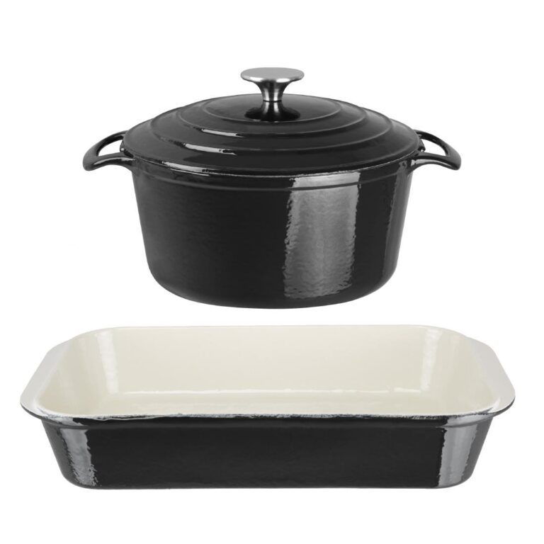 Vogue 2-delige gietijzeren braadpan en ovenschaal set