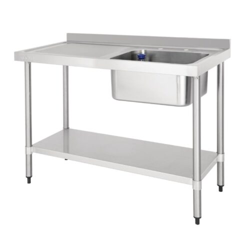Vogue RVS Spoeltafel enkele spoelbak aan rechterzijde 120x60cm