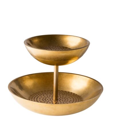 2-lagen etagere fruit de Mer goud Ø40/Ø27x33 cm