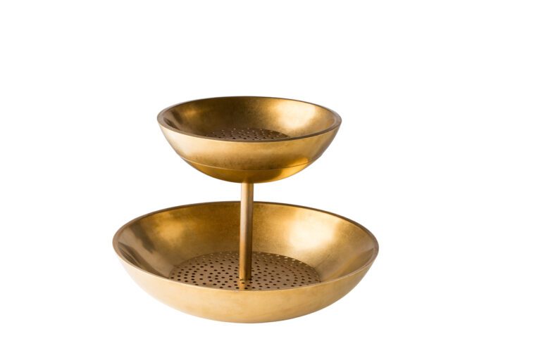 2-lagen etagere fruit de Mer goud Ø40/Ø27x33 cm