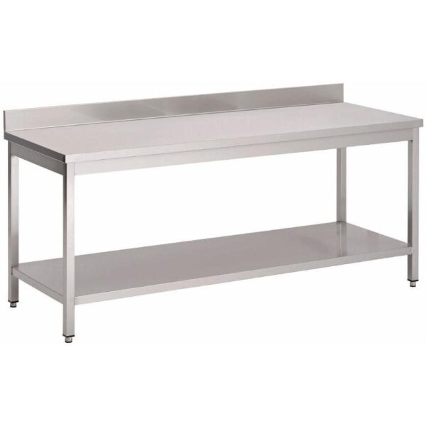 Gastro M RVS werktafel met onderblad en achteropstand 85x70x