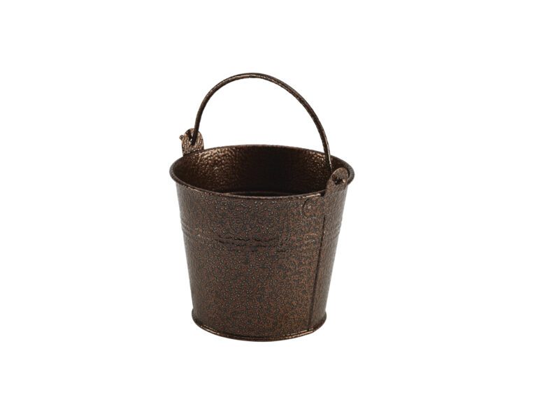 Gegalv. stalen serveeremmer gehamerd koper 10 cm