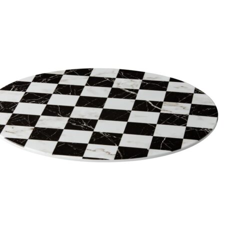 Plateau zwart/wit geblokt rond 33cm