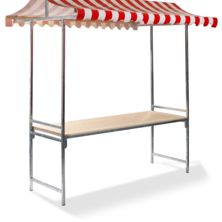 Professional Marktkraam rood-wit, brandwerend PVC zeildoek, vurenhout, 200x151x232cm (LxBxH)