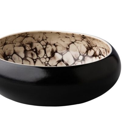 Diepe kom Bubble zwart satijn 19 x 6,5 cm
