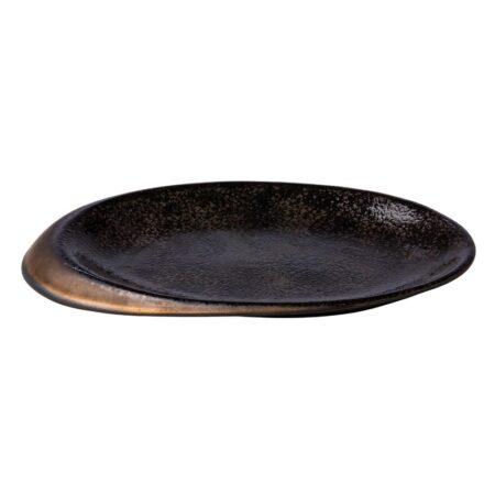 Ovaal bord stone zwart/goud 25,8 x 18,5 x 2 cm