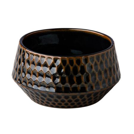 Kom gehamerd metallic goud 13 x 7 cm