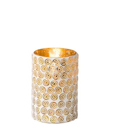 Lamphouder wit en gouden ring 7,5 x 12 cm