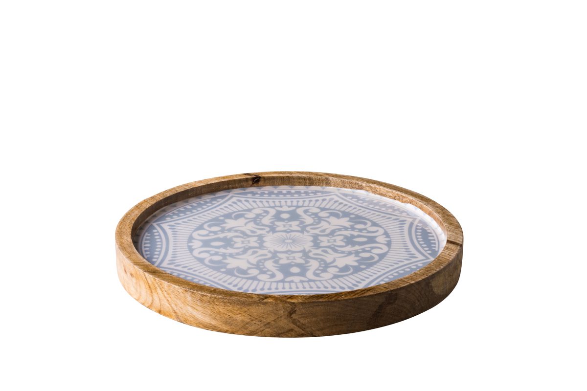 Houten bord Marrakech klicht blauw 25 cm