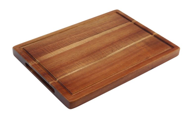 Acacia plank rechth. met inkeping 28 x 20 x 2 cm