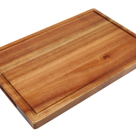 Acacia plank rechth. met inkeping 34 x 22 x 2 cm
