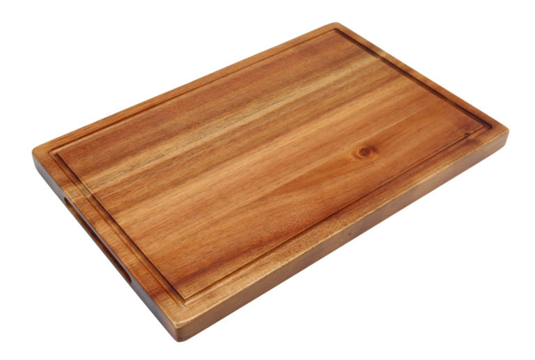 Acacia plank rechth. met inkeping 34 x 22 x 2 cm