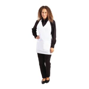 Whites halterschort met V-hals wit